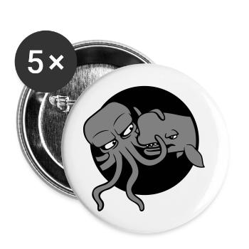 Octopus Whale 2 Fighting Deep Sea Monster Sea Monster - Buttons large 2.2''/56 mm (5-pack) - white - Front