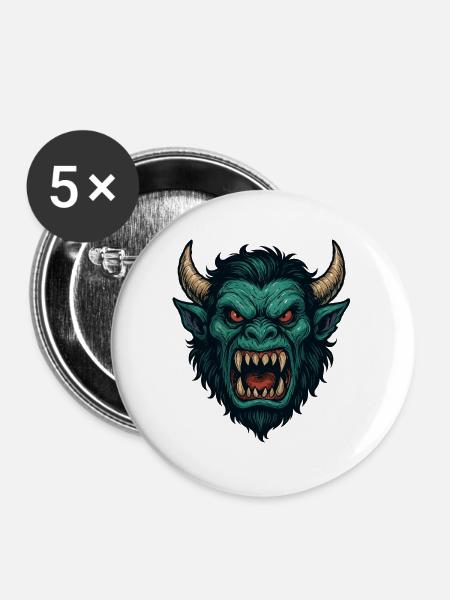 Dämonisches Wyrmgesicht - Buttons groß 56 mm (5er Pack) - Weiß