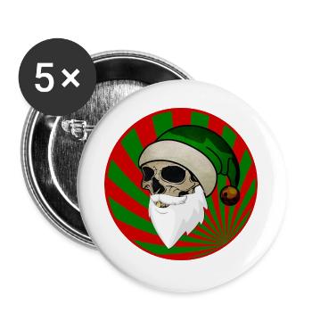 Skull Santa Claus Gnome red green - Buttons large 2.2''/56 mm (5-pack) - white - Front