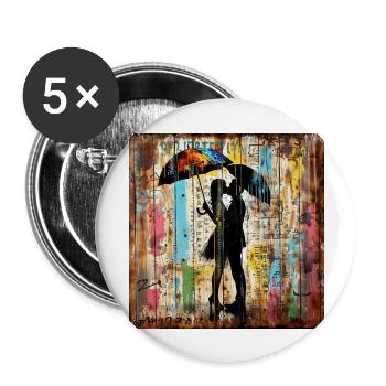 Graffiti kissing couple rust metal urban streetar - Buttons large 2.2''/56 mm (5-pack) - white - Front