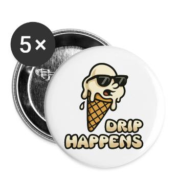Glace qui goutte - Lot de 5 grands badges (56 mm) - blanc - Devant