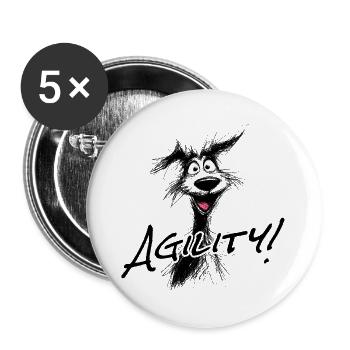 Agility – der Hundsport - Buttons groß 56 mm (5er Pack) - Weiß - Vorne