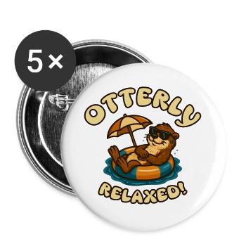 Entspannter Otter in der Sonne - Buttons groß 56 mm (5er Pack) - Weiß - Vorne
