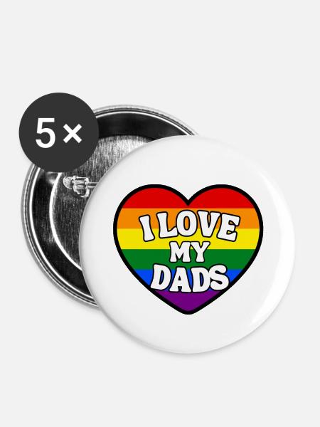 i love my dads - Buttons groß 56 mm (5er Pack) - Weiß