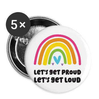 Mois de la fierté LGBT - Soyons fiers, faisons-nous entendre - Lot de 5 grands badges (56 mm) - blanc - Devant