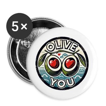 Olive You - Buttons large 2.2''/56 mm (5-pack) - white - Front
