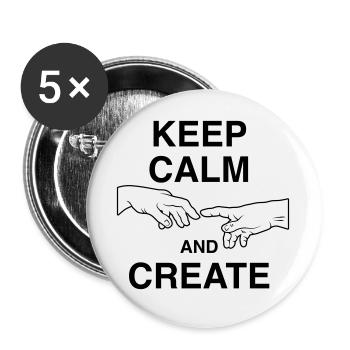 Keep calm and create - Buttons large 2.2''/56 mm (5-pack) - white - Front