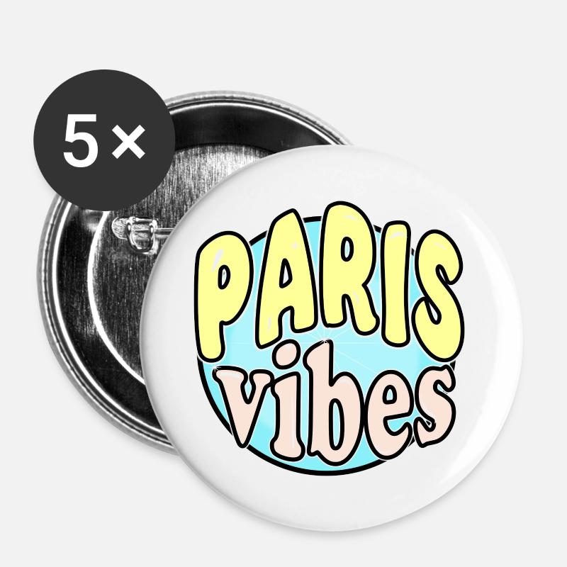 Paris Vibes - Buttons large 2.2''/56 mm (5-pack) - white