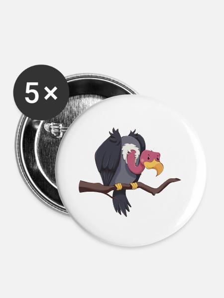 Geier - Buttons groß 56 mm (5er Pack) - Weiß