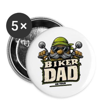 Biker dad - Buttons groß 56 mm (5er Pack) - Weiß - Vorne