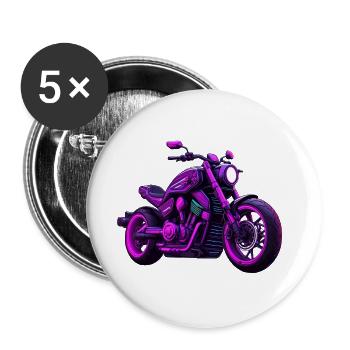Motorbike in colorful tattoo style - Buttons large 2.2''/56 mm (5-pack) - white - Front