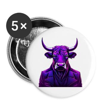 Bull in colorful tattoo style - Buttons large 2.2''/56 mm (5-pack) - white - Front