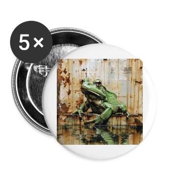 graffiti tree frog rust metal urban street art - Buttons large 2.2''/56 mm (5-pack) - white - Front