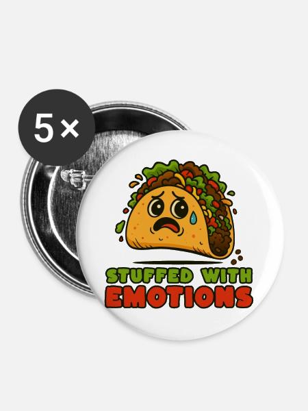 Tacos voller Emotionen - Buttons groß 56 mm (5er Pack) - Weiß