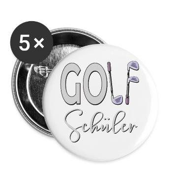 GOLFSCHÜLER HOBBY GOLFEN - Buttons groß 56 mm (5er Pack) - Weiß - Vorne