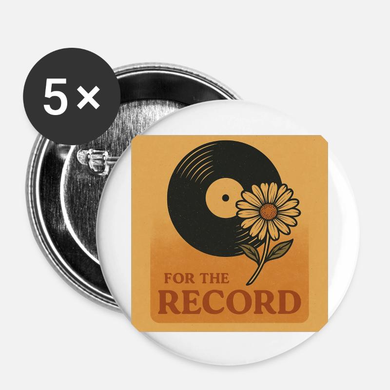RetroVinyl Record Vintage - Buttons large 2.2''/56 mm (5-pack) - white