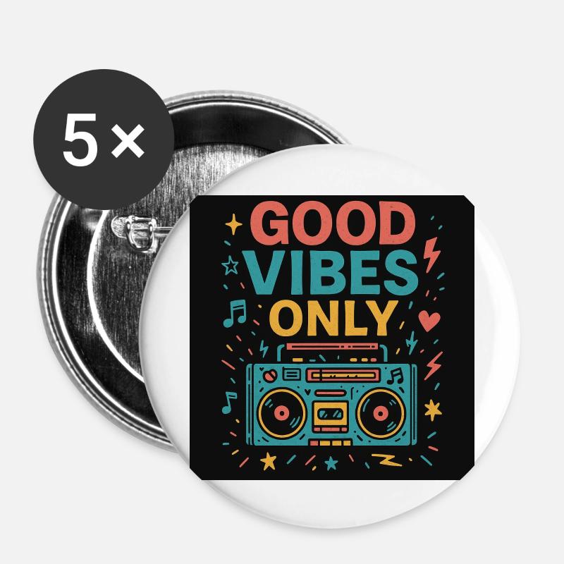 Vibes only - Buttons large 2.2''/56 mm (5-pack) - white