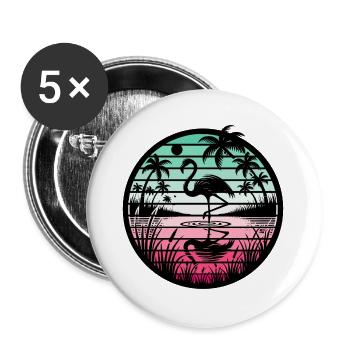 Rétro Flamingo Sunset - Lot de 5 grands badges (56 mm) - blanc - Devant