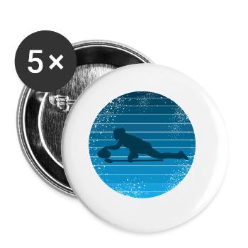 Curling Champion – précision sur la glace - Lot de 5 grands badges (56 mm) - blanc - Devant