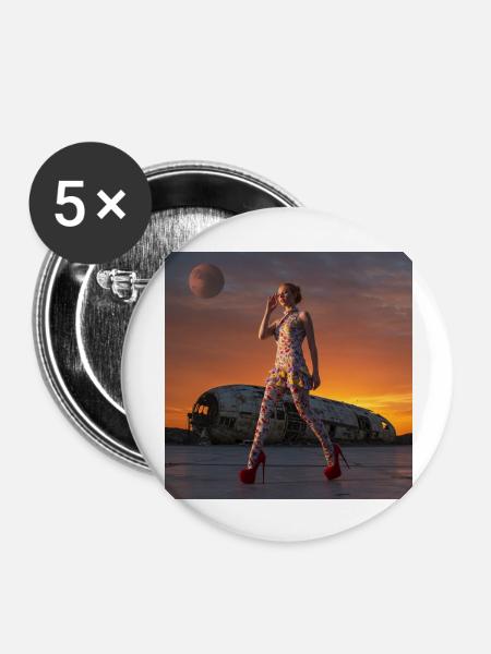Sunset Vibe - Buttons groß 56 mm (5er Pack) - Weiß