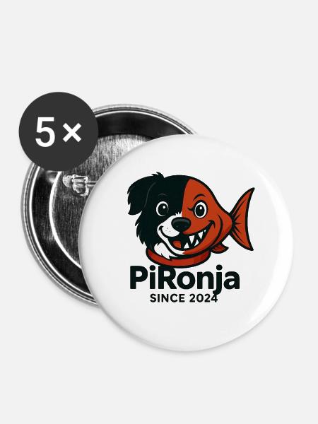 PiRonja - Buttons groß 56 mm (5er Pack) - Weiß