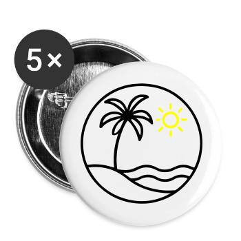 Palm Tree Ocean Island - Buttons large 2.2''/56 mm (5-pack) - white - Front