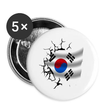 Flagge von Korea - Korea - Flagge Broken Design - Buttons groß 56 mm (5er Pack) - Weiß - Vorne