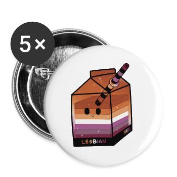 🧡 Lesbian Milk Box – Peachy Jelly🧃🧡💗 - Buttons large 2.2''/56 mm (5-pack) - white - Front