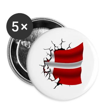 Drapeau du Danemark - Danemark - Drapeau cassé - Lot de 5 grands badges (56 mm) - blanc - Devant
