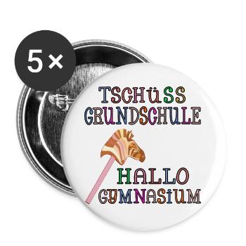SCHULWECHSEL GYMNASIUM HOBBY HORSING - Buttons groß 56 mm (5er Pack) - Weiß - Vorne