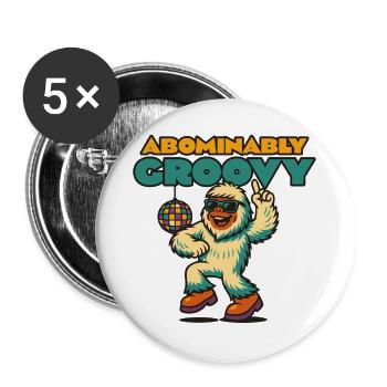 Groovy Disco Yeti - Buttons large 2.2''/56 mm (5-pack) - white - Front