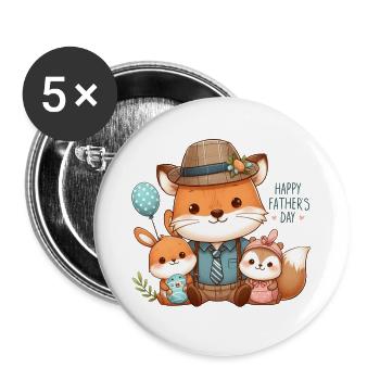Mignonne fête des pères en famille - Lot de 5 grands badges (56 mm) - blanc - Devant