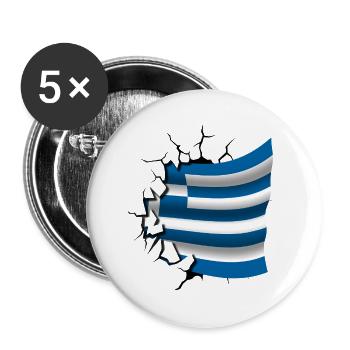Flag of Greece - Greece - Flag Broken Design - Buttons large 2.2''/56 mm (5-pack) - white - Front