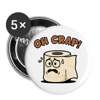 Oh, dessin sur papier toilette - Lot de 5 grands badges (56 mm) - blanc - Devant