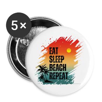MANGER DORMIR PLAGE RÉPÉTER - Lot de 5 grands badges (56 mm) - blanc - Devant
