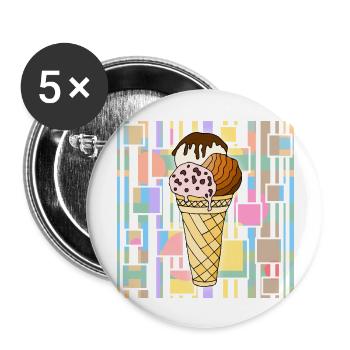 Eis - Buttons groß 56 mm (5er Pack) - Weiß - Vorne