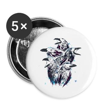 A Murder of Crows - Buttons large 2.2''/56 mm (5-pack) - white - Front