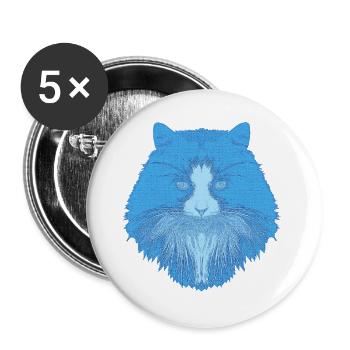 Katzenkopf, langhaarig, closing - Buttons groß 56 mm (5er Pack) - Weiß - Vorne
