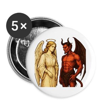 Heavenly Angel vs Fiery Demon Illustration - Buttons large 2.2''/56 mm (5-pack) - white - Front