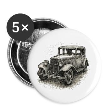 Voiture de collection - Lot de 5 grands badges (56 mm) - blanc - Devant