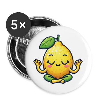 Funny Lemon Yoga Meditation Relaxation Chill - Buttons large 2.2''/56 mm (5-pack) - white - Front
