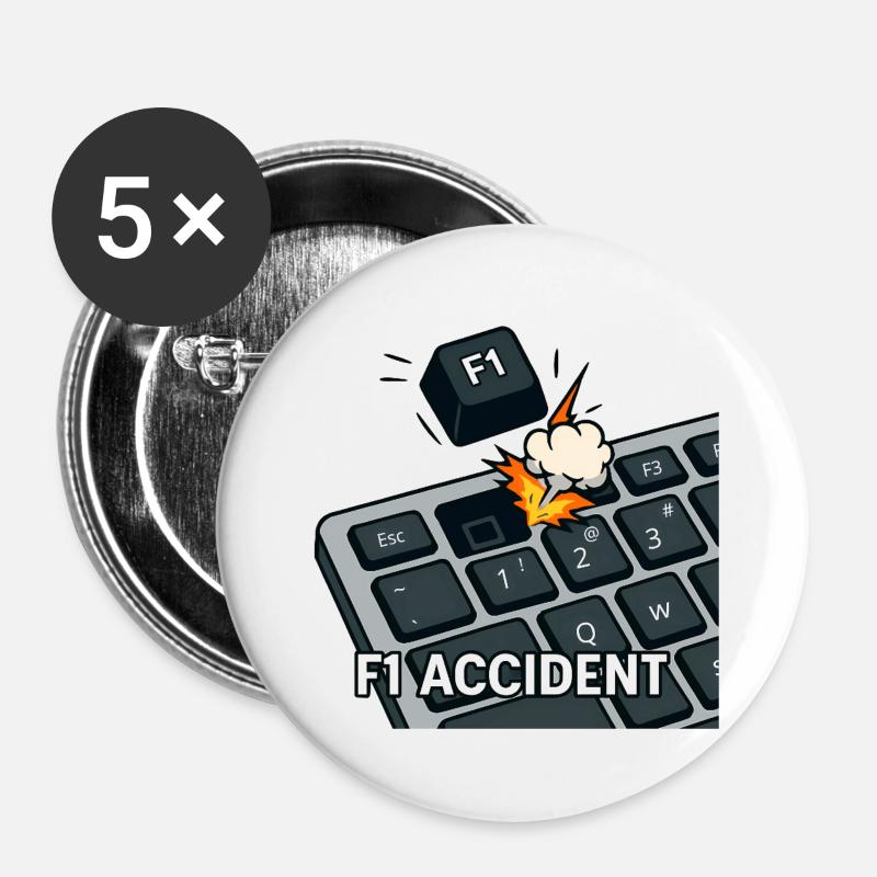 F1 accident - funny pun - Buttons large 2.2''/56 mm (5-pack) - white