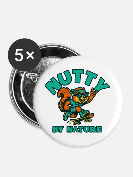 Nutty by Nature Eichhörnchen-Schlittschuh - Buttons groß 56 mm (5er Pack) - Weiß