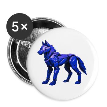 Futuristische digitale Wolf Illustration - Buttons groß 56 mm (5er Pack) - Weiß - Vorne