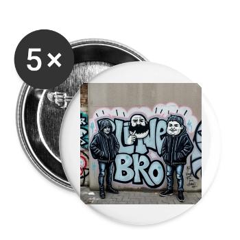 Bro-Shirt - Buttons groß 56 mm (5er Pack) - Weiß - Vorne