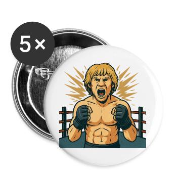 Kämpferischer Boxheld Comicstil - Buttons groß 56 mm (5er Pack) - Weiß - Vorne