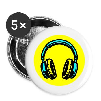 Kopfhörer Symbol Musik - Buttons groß 56 mm (5er Pack) - Weiß - Vorne