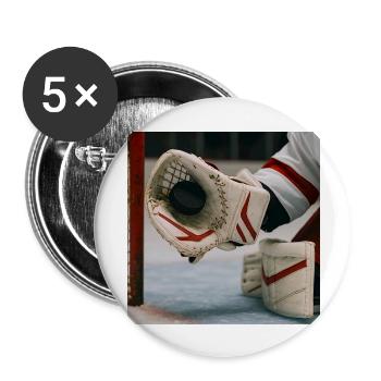 Sport - Eishockey, Torwart nimmt den Puck auf - Buttons groß 56 mm (5er Pack) - Weiß - Vorne