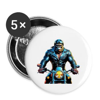 Urbane Gorilla Rider Illustration - Buttons groß 56 mm (5er Pack) - Weiß - Vorne