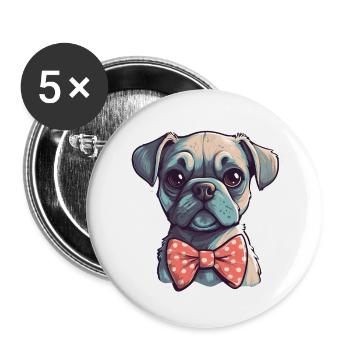 A cute dog wearing a bowtie - Buttons large 2.2''/56 mm (5-pack) - white - Front